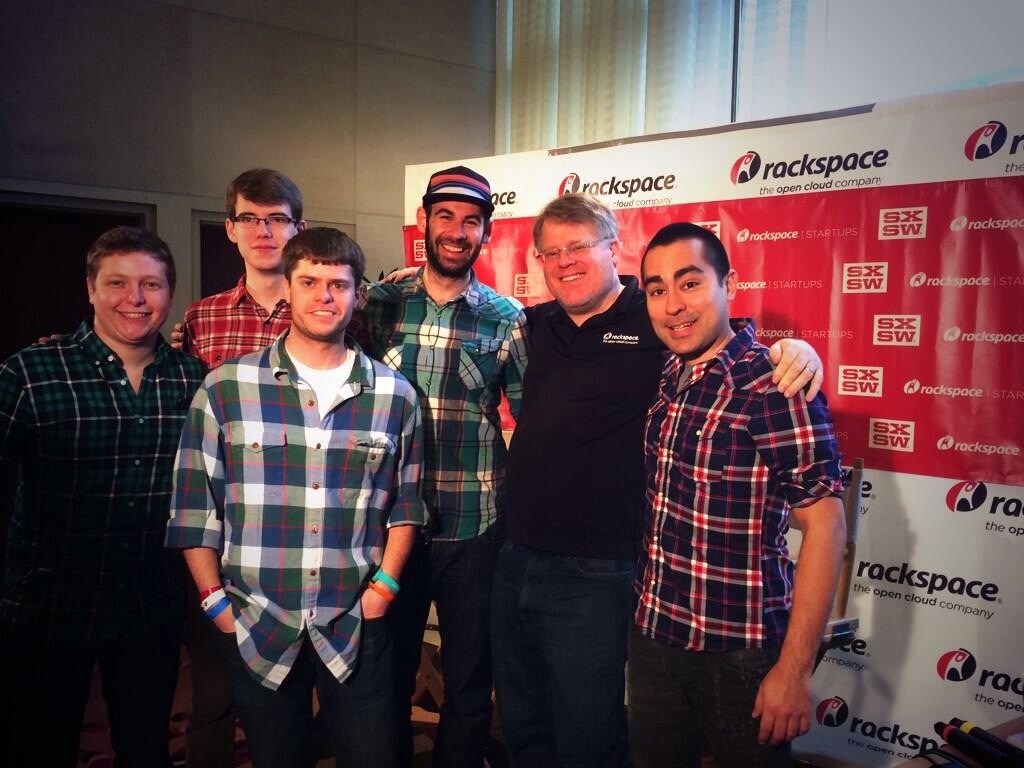 The Smart Host team posing with Robert Scoble after him and Evan did an interview for Rackspace at SXSW in Austin.
